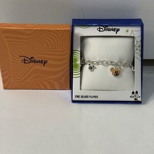 Disney Bracelet Halloween‎ Fine Silver Plated Adjustable Bracelet Pumpkin Mickey